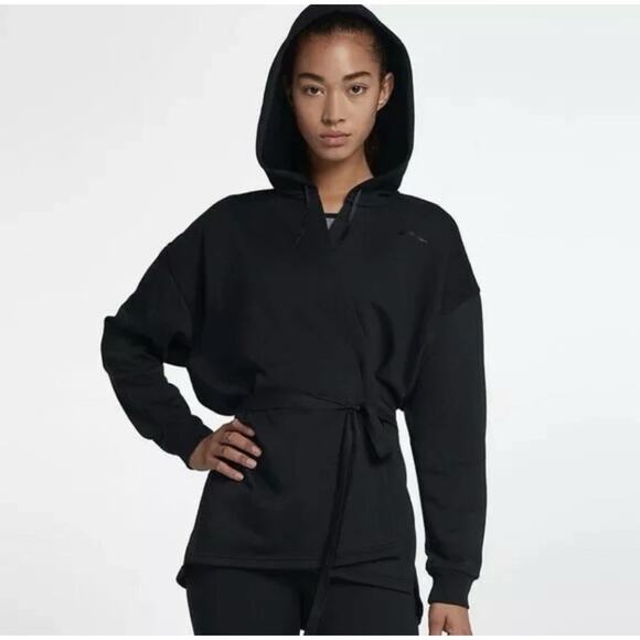 Nike Dri-Fit Wrap Training Hoodie Athleisure Lounge 889204-010 Size Small Black - Picture 3 of 16